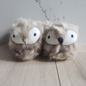 Pottery Barn Kids Fawn Faux Fur Slippers Baby Small 6-9 House Shoes #9118